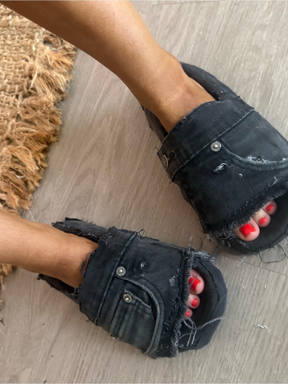 Denim Slides Licorice & Pepper
